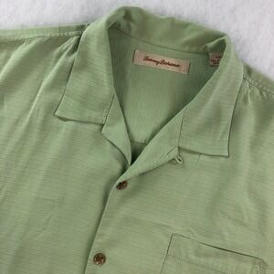 Tommy Bahama Mens L Green Textured Short Sleeve Button Up Shirt